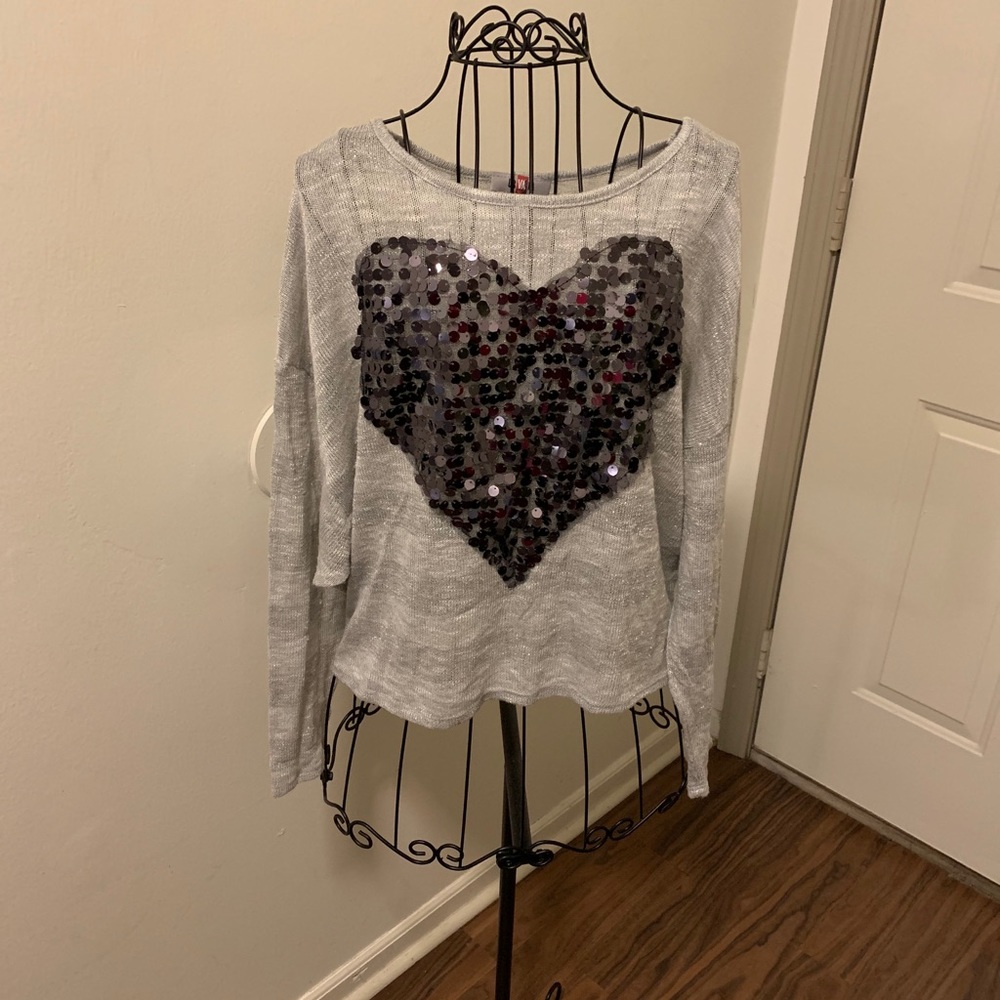 Shimmery gray hart shirt